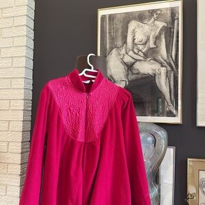Intimate Options Magenta Pink Fleece Zip Robe House Dress Intimate Vintage